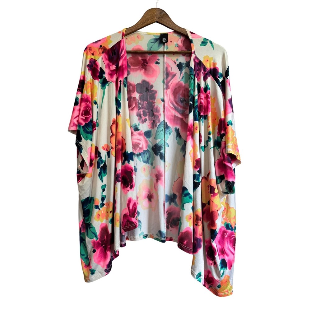 G by Giuliana Kimono Wrap Womens One Size Multicolor Excellent Floral Draped